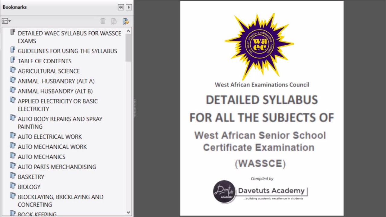 waec syllabus for